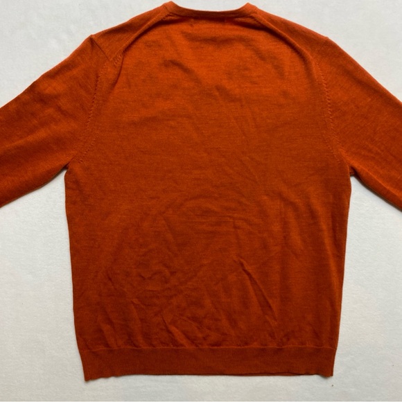 Banana Republic Extra Fine Italian Merino Sweater Men's L Burnt Orange Wool - Picture 9 of 12